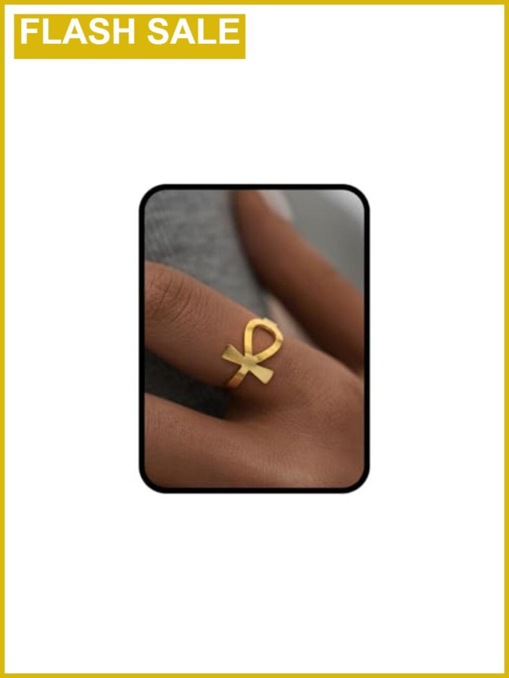 Ankh Cross Ring Stainless Steel Adjustable Egyptian Symbol Statement Jewelry